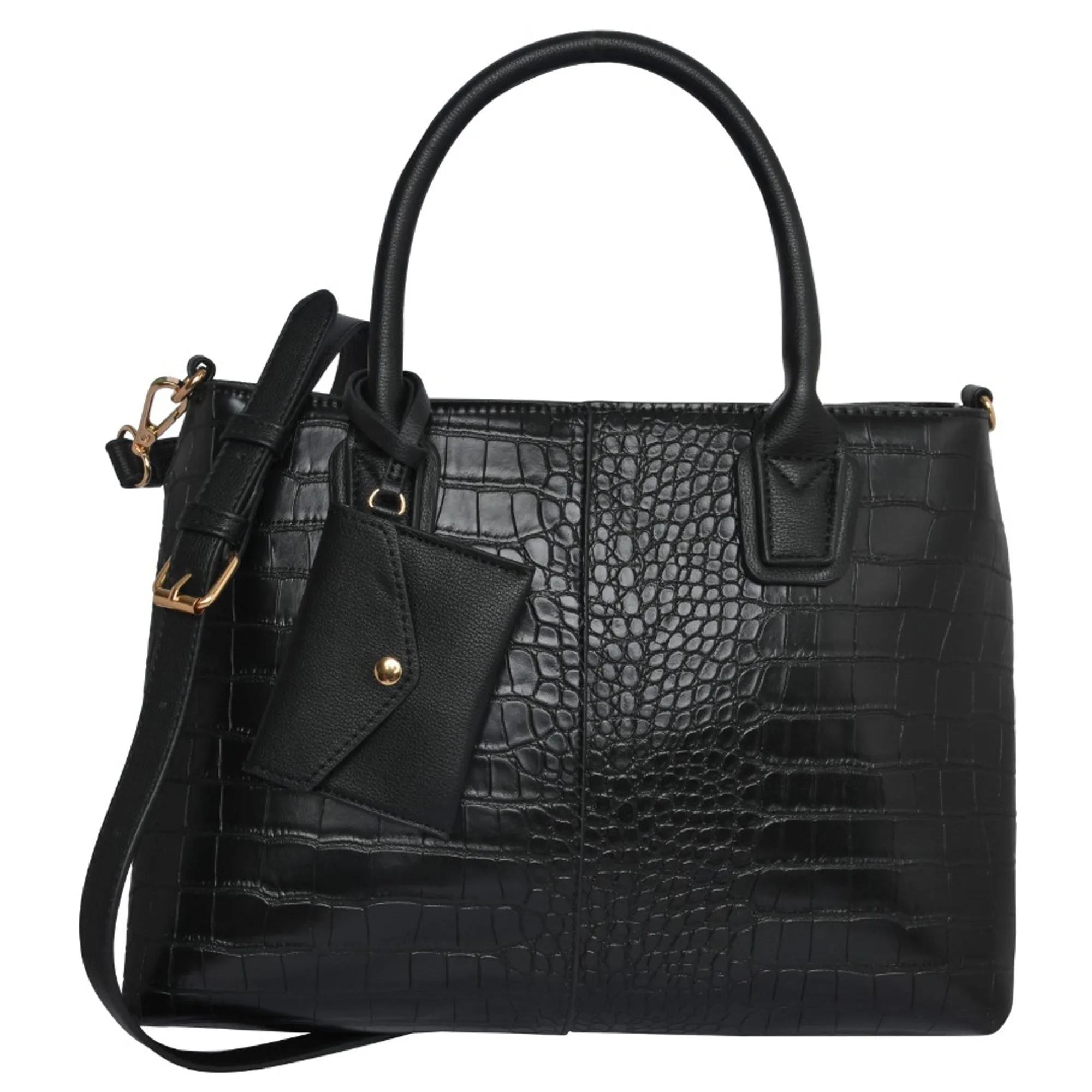 Accessorize London Women's Faux Leather Black Caroline Handheld Bag