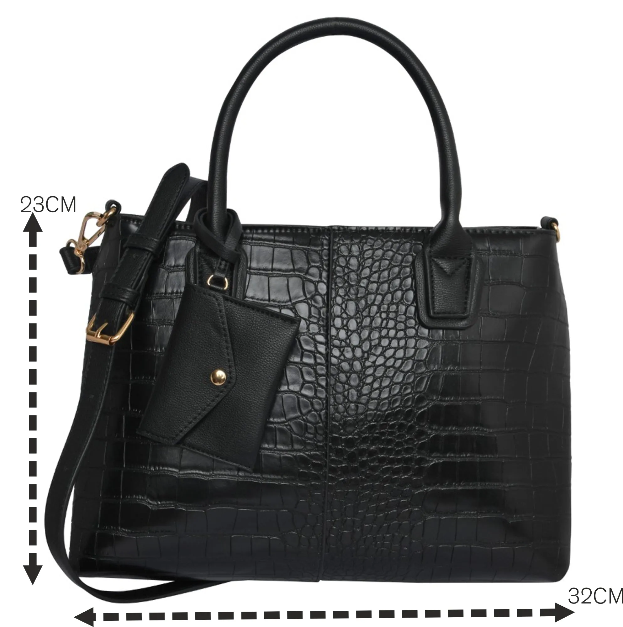 Accessorize London Women's Faux Leather Black Caroline Handheld Bag