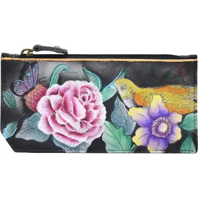 Anuschka RFID Blocking Card Case with Coin Pouch Vintage Bouquet Leather