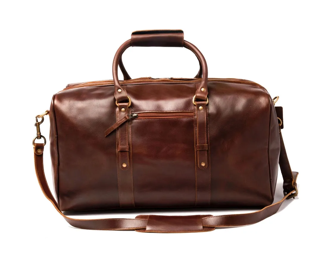 Big Mouth 40L Leather Duffle - Airline Friendly Travel Bag Antique Brown