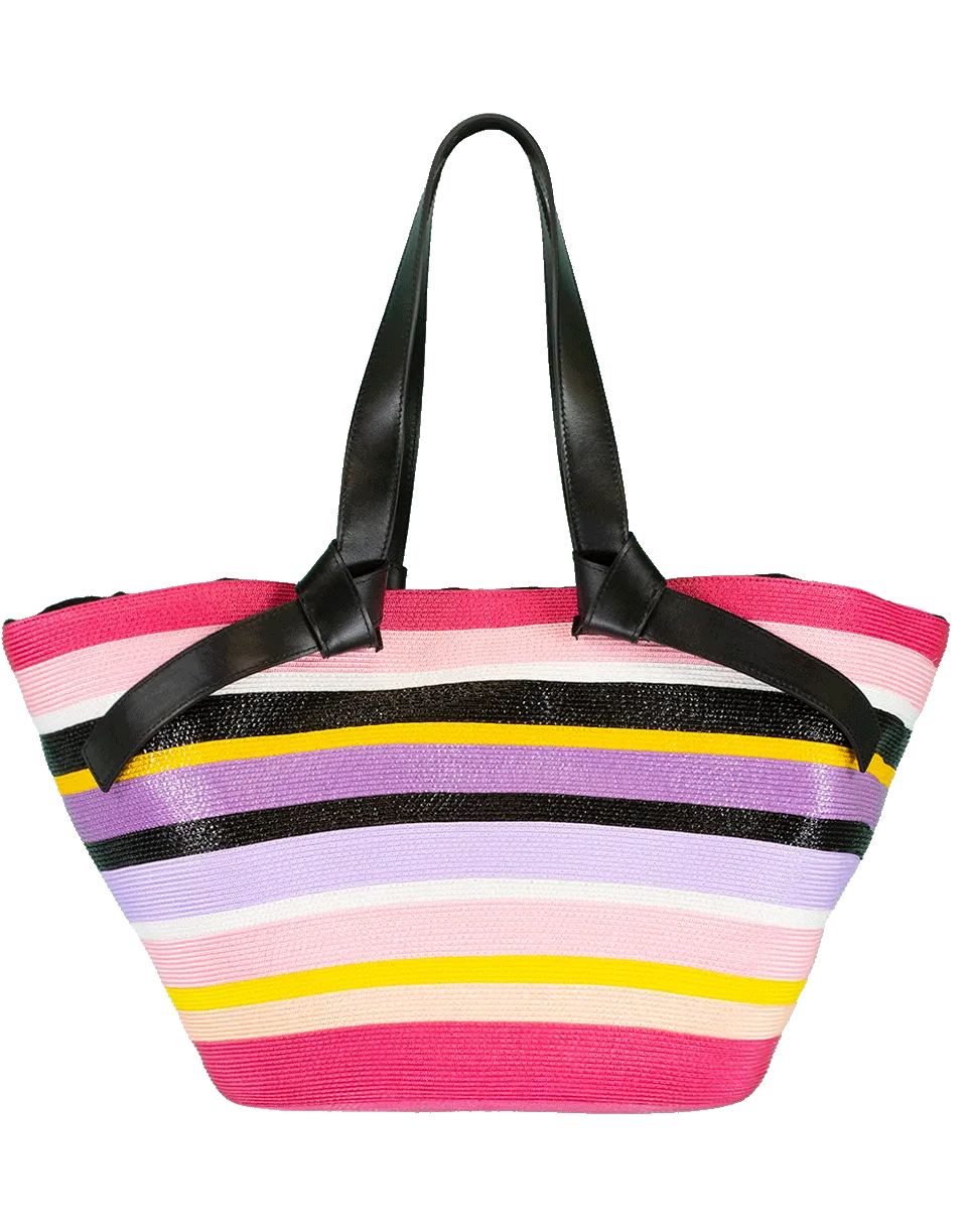 Black and Multi Color Striped Tote