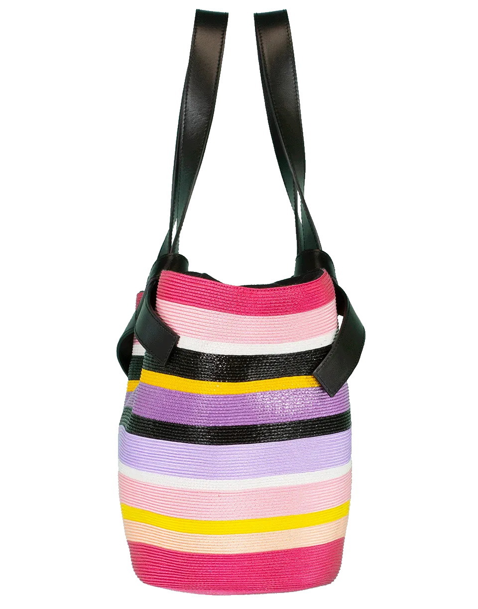 Black and Multi Color Striped Tote