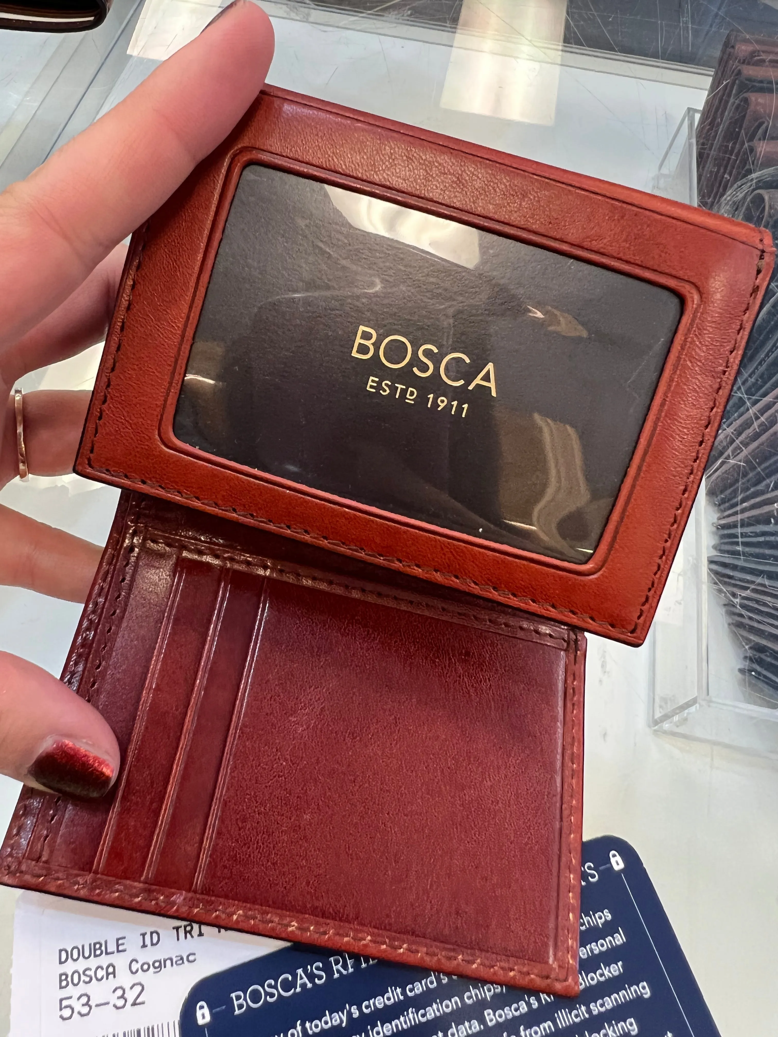 Bosca Double ID Trifold RFID Leather Wallet