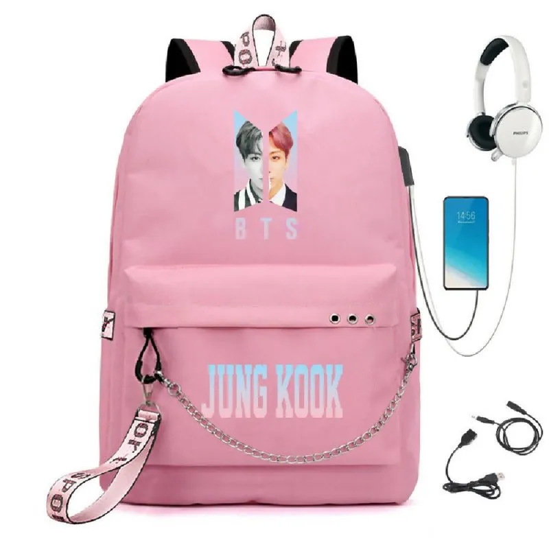 BTS School Bag With USB charging | Backpack for Outdoor Sports | Personalized Student School Bag