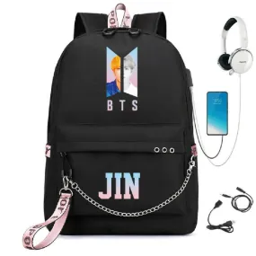 BTS School Bag With USB charging | Backpack for Outdoor Sports | Personalized Student School Bag