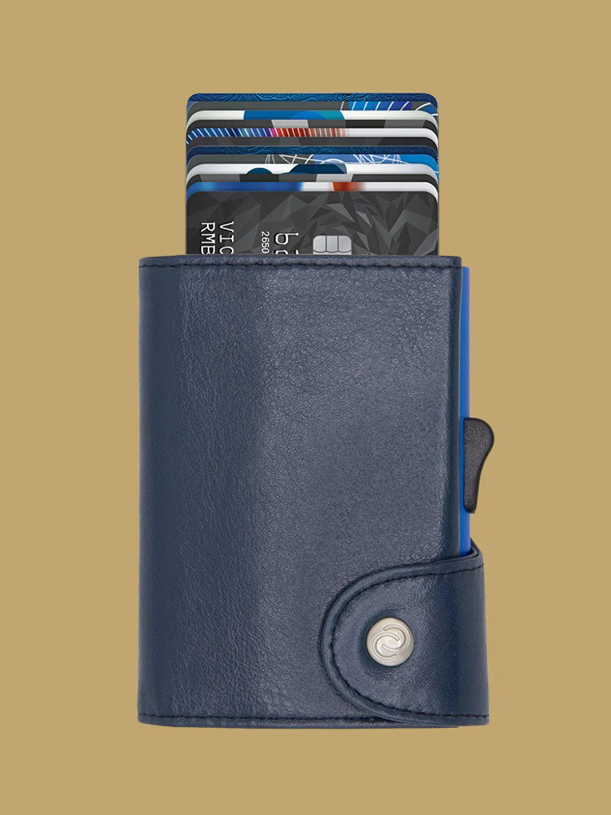 C-Secure XL Italian Leather Wallet with Coin Pouch RFID Cobalto Blue