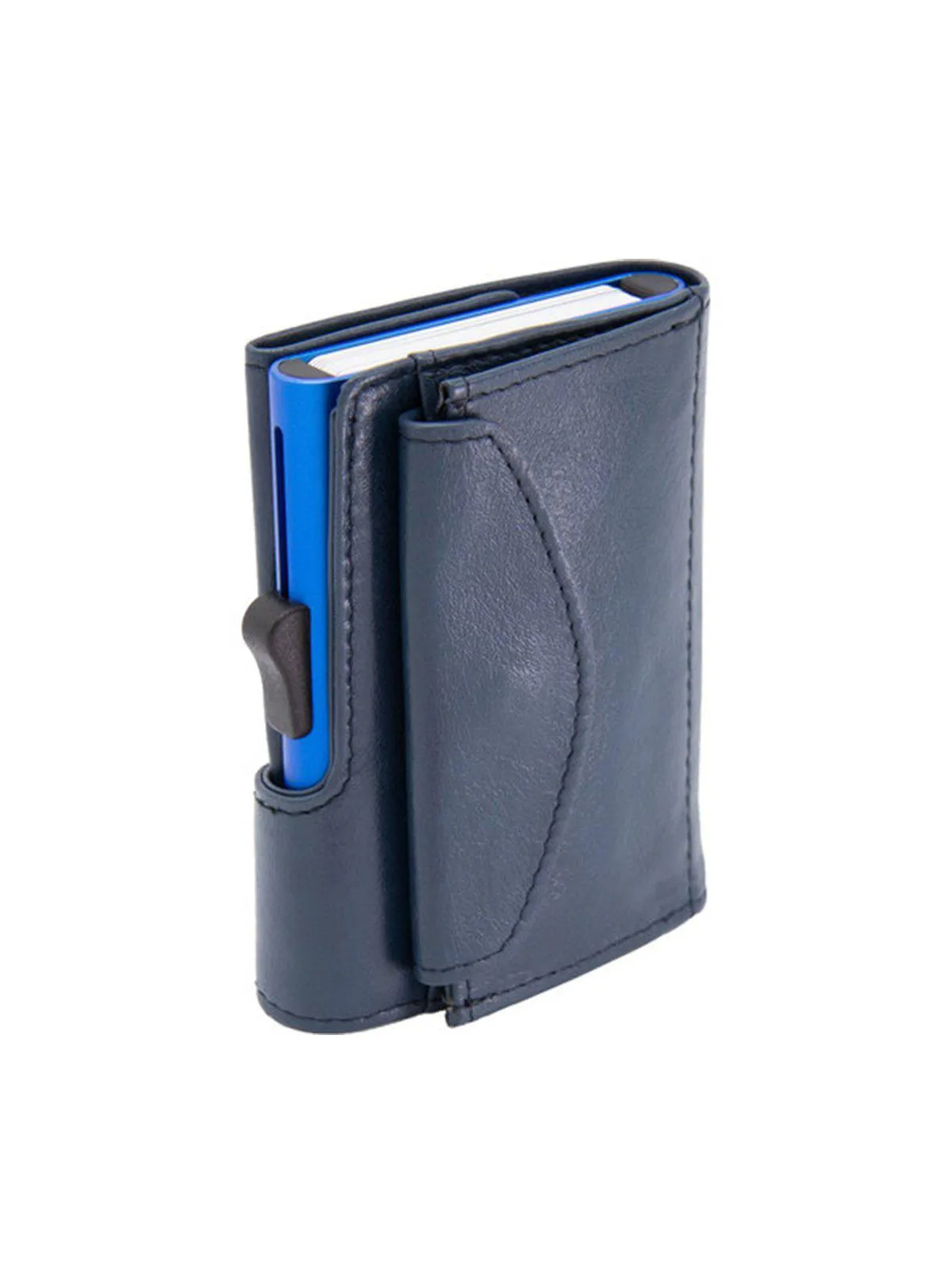 C-Secure XL Italian Leather Wallet with Coin Pouch RFID Cobalto Blue