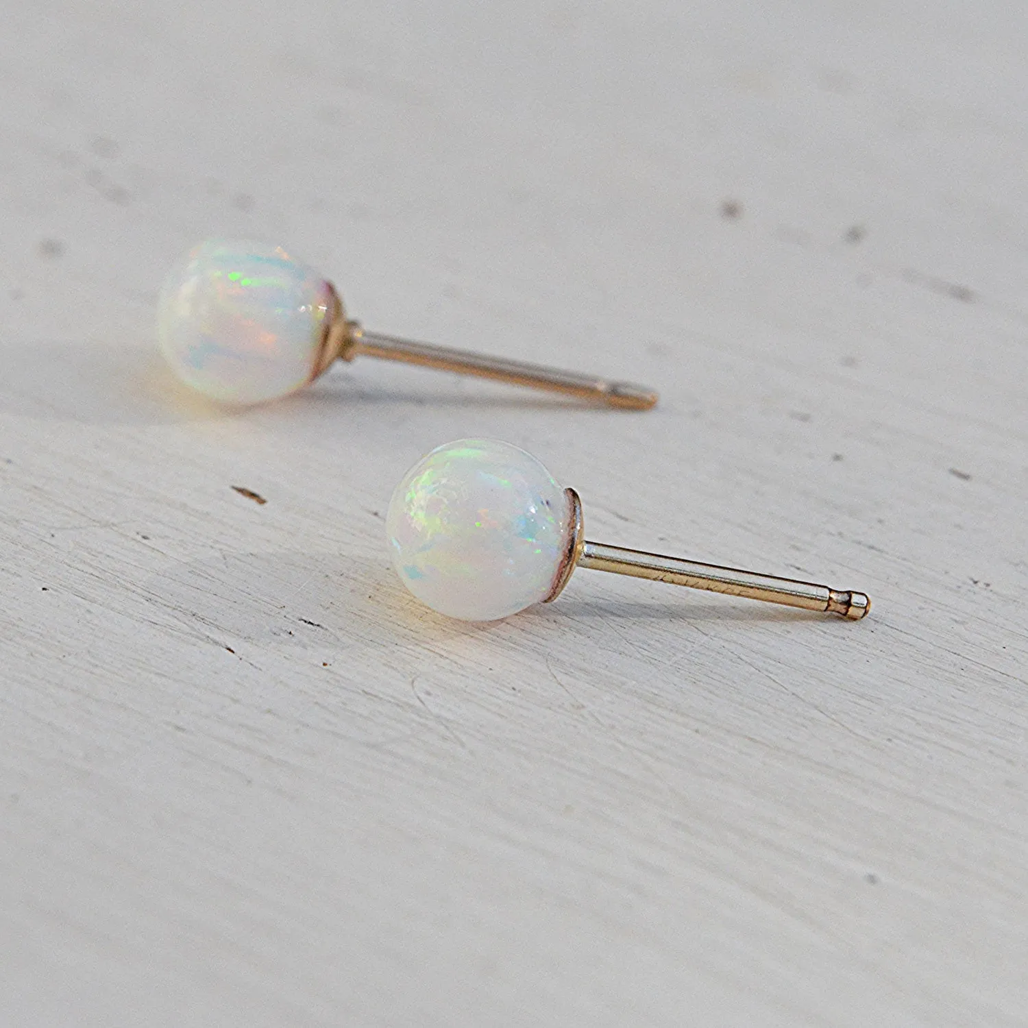 Classic Opal Ball Stud Earrings