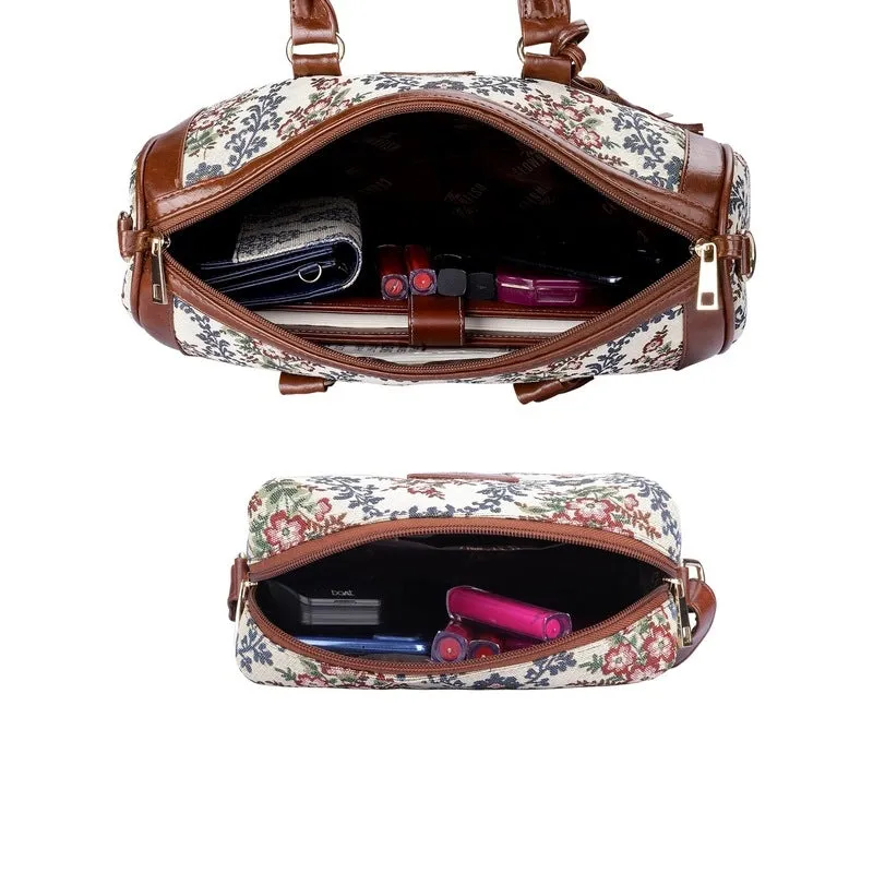 Combo: Adelina Sling Bag & Lorna Handbag for Women | Adjustable Straps | 20.7L | Pink-Floral