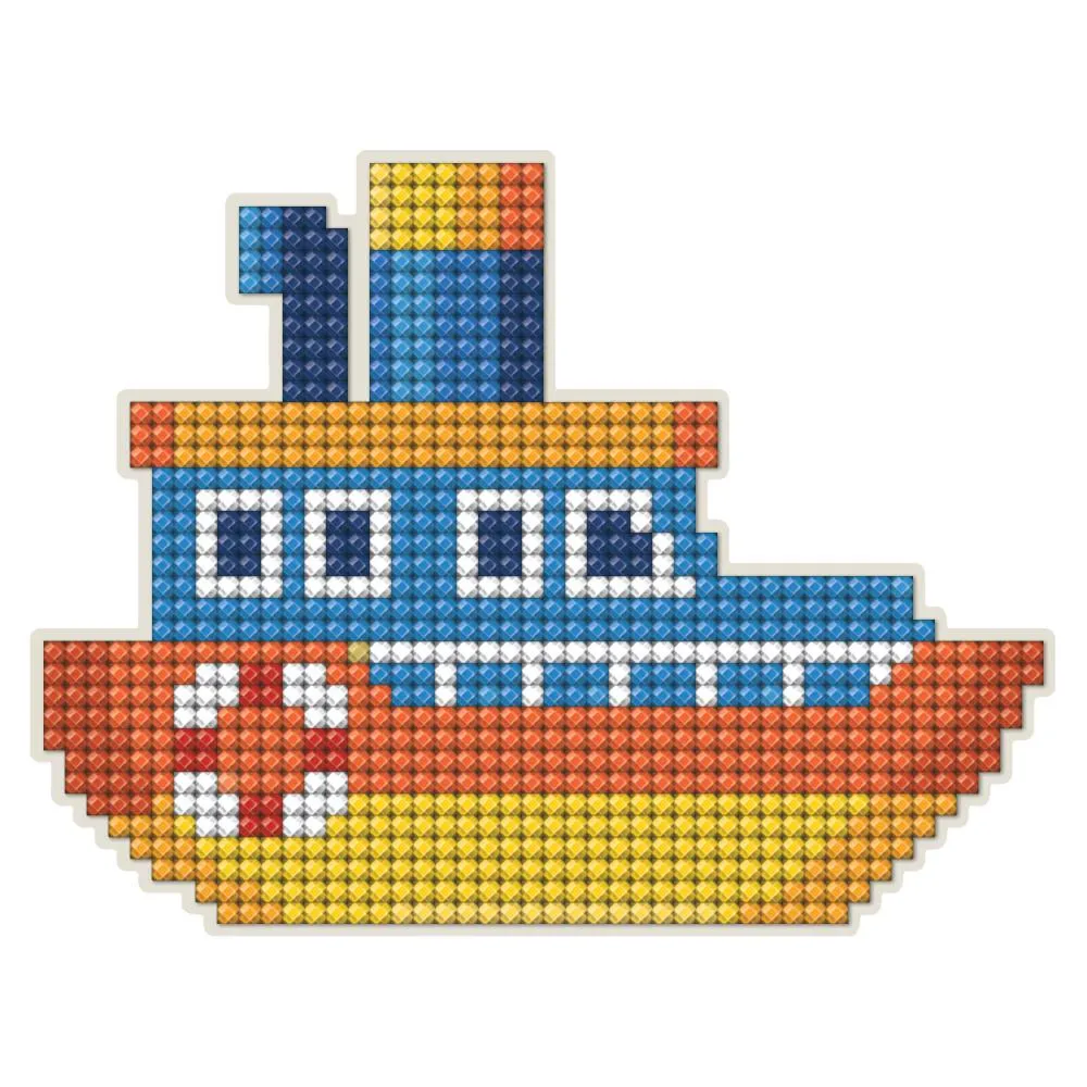 DIY Collection D'Art Tug Boat Ship Kids Beginner Diamond Facet Art Magnet Kit