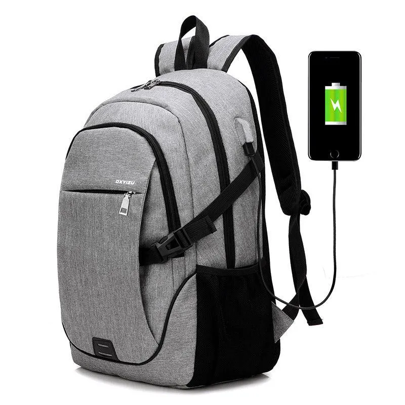 Haven Large Capacity Laptop Backpack With USB Charging Port-Grey