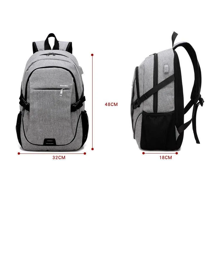 Haven Large Capacity Laptop Backpack With USB Charging Port-Grey