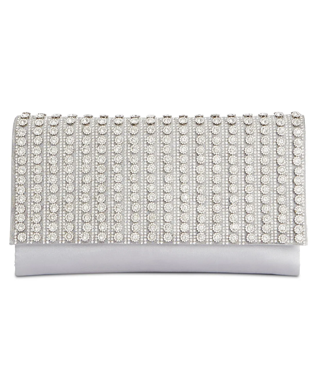 INC International Concepts Veronica Flower Sparkle Clutch (Silver)