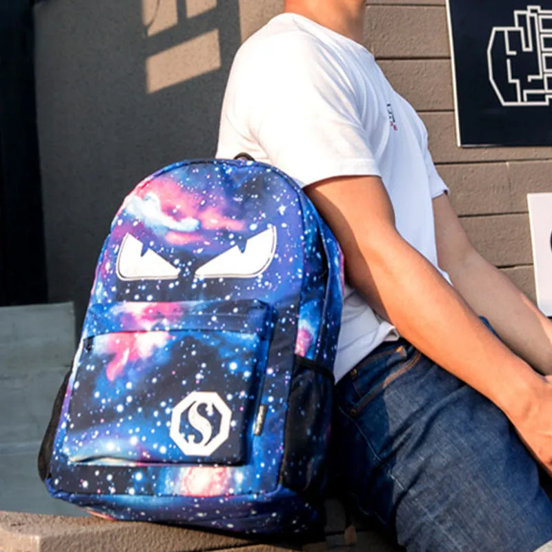 Luminous Men's Backpack Oxford Cloth Printed Backpack Girls' Schoolbag