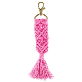 Macramé Keychain in Pink | Purse Bag Charm | 6.75"