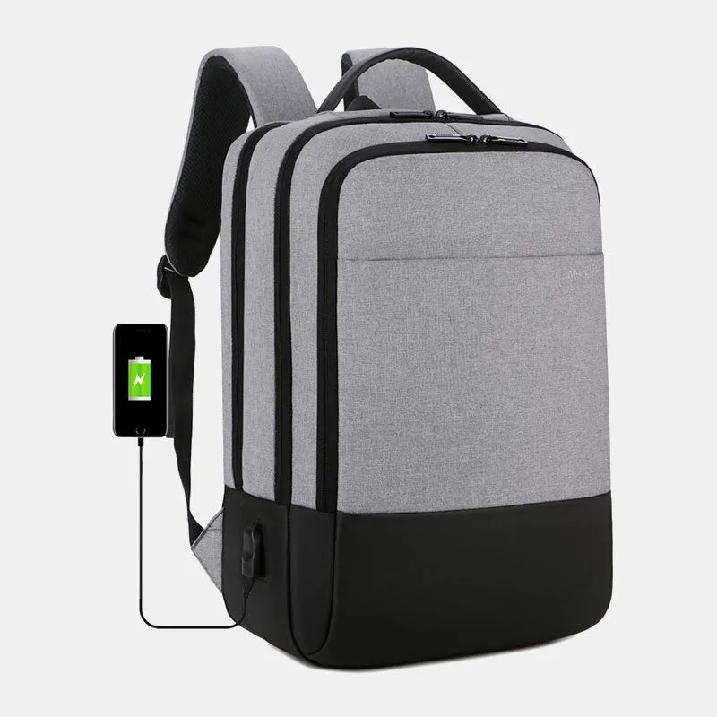 Men Large Capacity Waterproof USB Charging 15.6 Inch Laptop Bag Business Outdoor Backpack