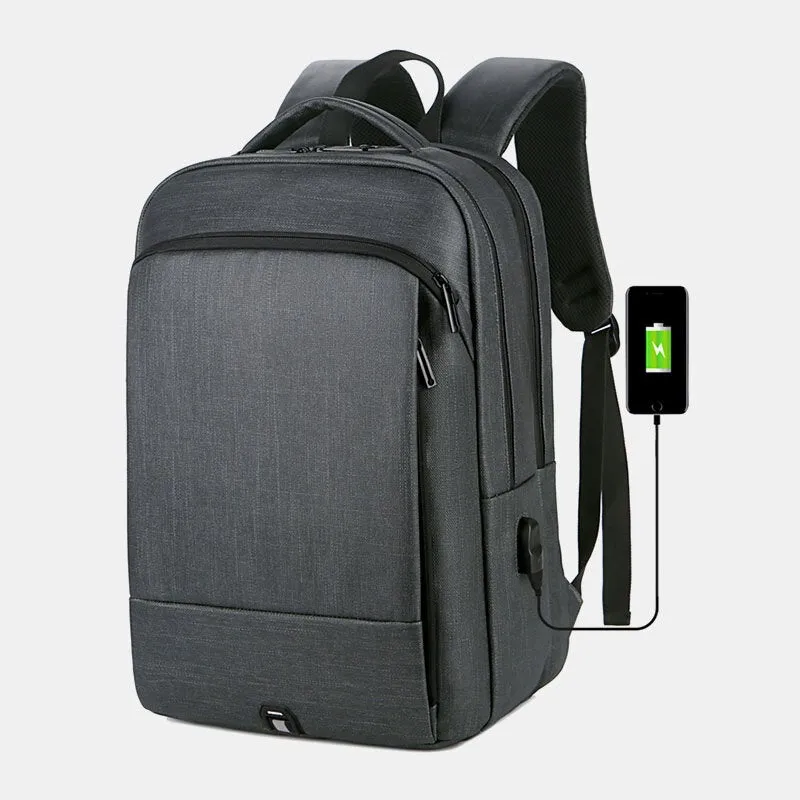 Men Nylon Large Capacity 14 Inch Laptop Bag Multi-layers Business Casual Travel Backpack With USB Charging