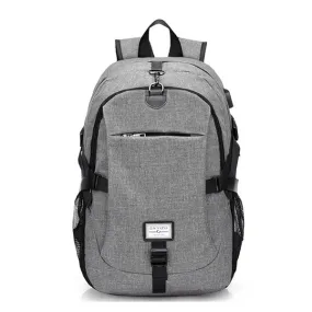 Men Nylon Large Capacity Laptop Backpack Travel Bag with USB Charging Port