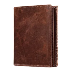 Men Oil Wax Leather Short Bifold RFID Anti-magnetic Wallets 16 Card Slot Thicken Driver License Card Holder Coin Purse