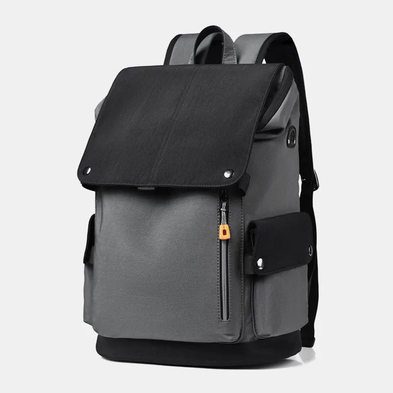 Men OxFord Cloth Large Capacity Contrast Color Casual Fashion Travel 14 Inch Laptop Bag Backpack With USB Charging