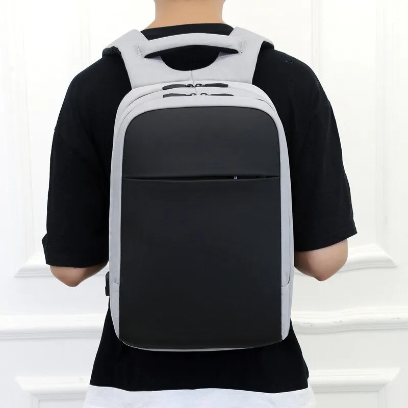 Men Polyester 15.6 Inch USB Charging Waterproof Business Laptop Bag Backpack