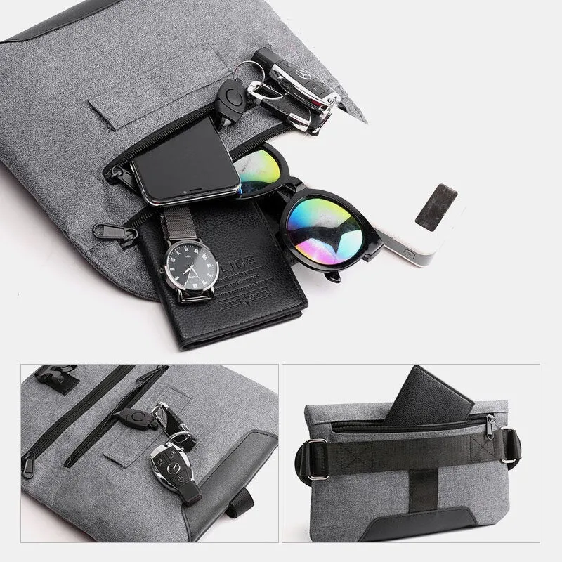 Men USB Charging Solid Color Casual Outdoor Sport Multi-carry Chest Bag Crossbody Belt