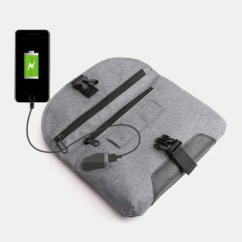 Men USB Charging Solid Color Casual Outdoor Sport Multi-carry Chest Bag Crossbody Belt