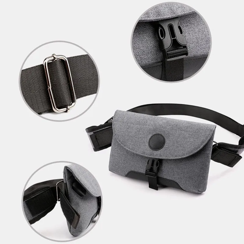 Men USB Charging Solid Color Casual Outdoor Sport Multi-carry Chest Bag Crossbody Belt