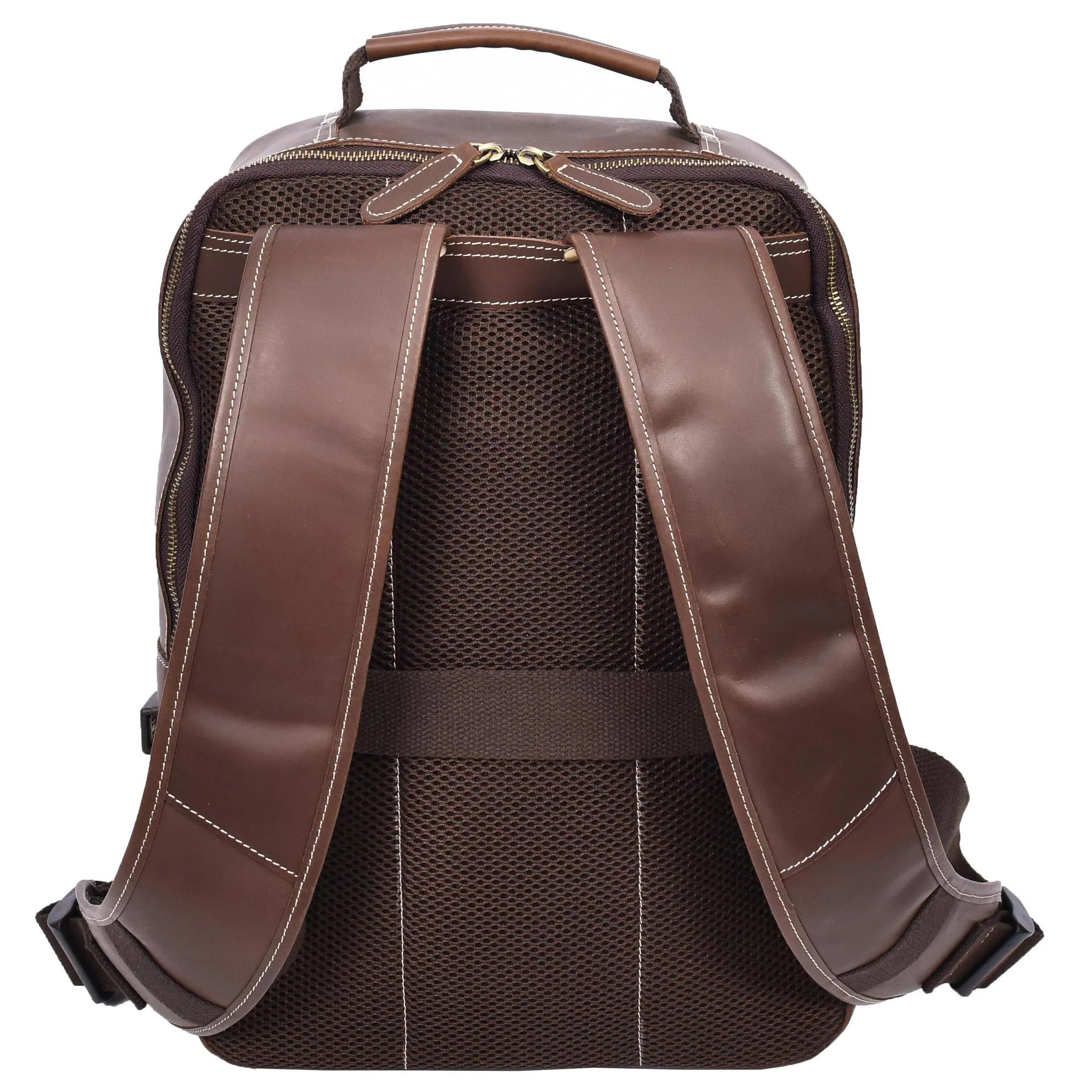 Mens Real Leather Backpack Large Size Laptop Travel Rucksack Cliff Brown Hunter