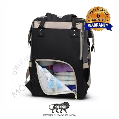 motherly Stylish Babies Diaper Bags for Mothers for Travel | 6 Month Warranty (Black and Gray)