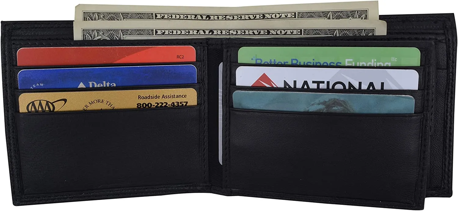 Swiss Marshall RFID Blocking Men's Bifold Premium Leather Credit Card ID Holder Wallet with Coin Pouch