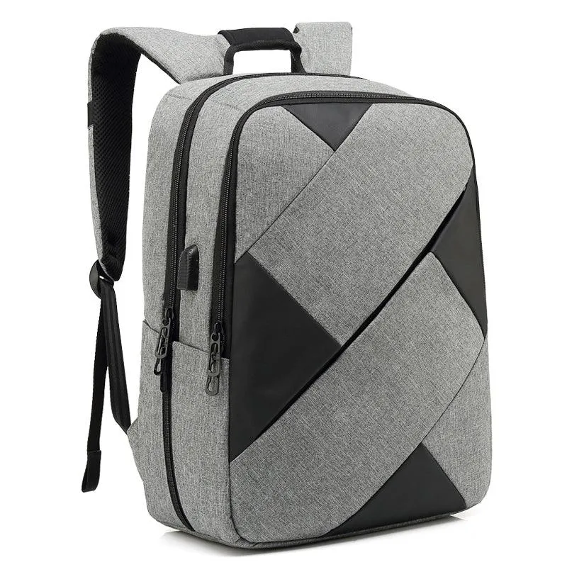 USB Charging Laptop Briefcase Business Travel Backpack-Grey