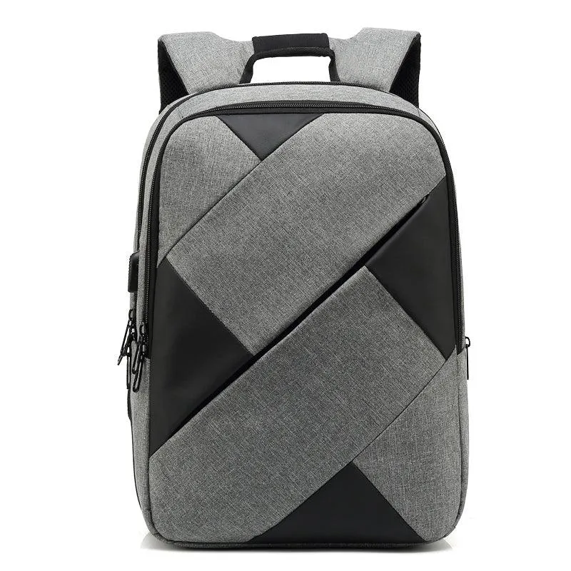 USB Charging Laptop Briefcase Business Travel Backpack-Grey