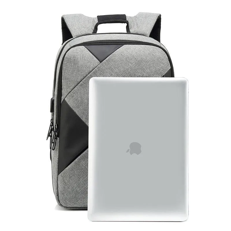 USB Charging Laptop Briefcase Business Travel Backpack-Grey