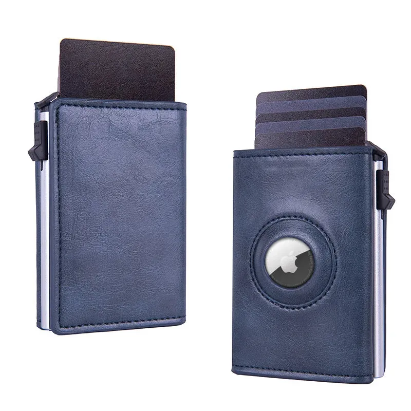 Wallet with RFID Protection Push Up Card Holder with Apple Air Tag Cover