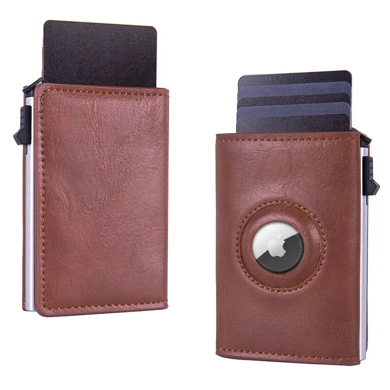 Wallet with RFID Protection Push Up Card Holder with Apple Air Tag Cover