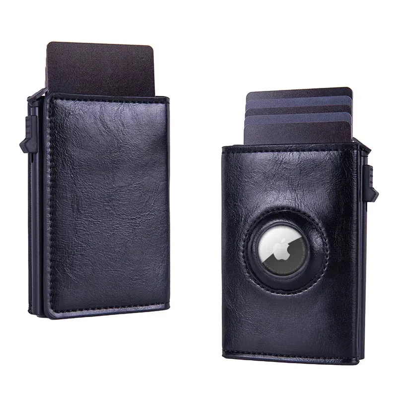 Wallet with RFID Protection Push Up Card Holder with Apple Air Tag Cover