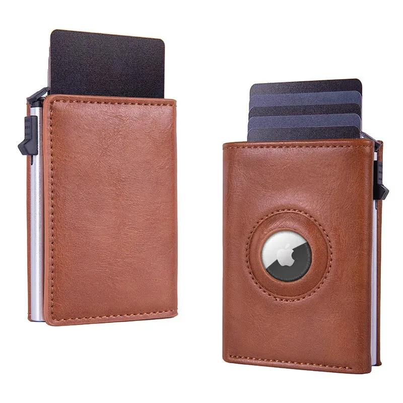 Wallet with RFID Protection Push Up Card Holder with Apple Air Tag Cover